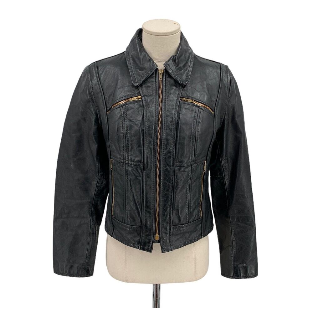 Vintage Wilson's Leather Moto Motorcycle Café Racer Jacket Womens Size 8